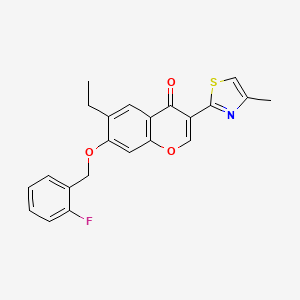 molecular formula C22H18FNO3S B11305270 6-ethyl-7-[(2-fluorobenzyl)oxy]-3-(4-methyl-1,3-thiazol-2-yl)-4H-chromen-4-one 