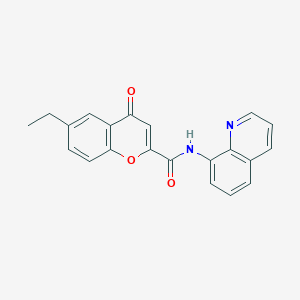 molecular formula C21H16N2O3 B11305321 6-ethyl-4-oxo-N-(quinolin-8-yl)-4H-chromene-2-carboxamide 