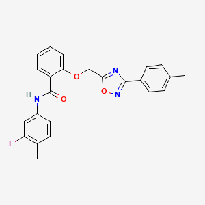 molecular formula C24H20FN3O3 B11305341 N-(3-fluoro-4-methylphenyl)-2-{[3-(4-methylphenyl)-1,2,4-oxadiazol-5-yl]methoxy}benzamide 