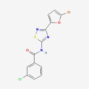 molecular formula C13H7BrClN3O2S B11305388 N-[3-(5-bromofuran-2-yl)-1,2,4-thiadiazol-5-yl]-3-chlorobenzamide 