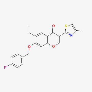 molecular formula C22H18FNO3S B11305405 6-ethyl-7-[(4-fluorobenzyl)oxy]-3-(4-methyl-1,3-thiazol-2-yl)-4H-chromen-4-one 