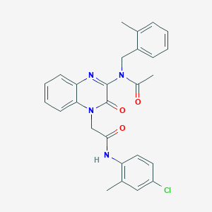 N-(4-{2-[(4-chloro-2-methylphenyl)amino]-2-oxoethyl}-3-oxo-3,4-dihydroquinoxalin-2-yl)-N-(2-methylbenzyl)acetamide