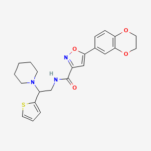 5-(2,3-dihydro-1,4-benzodioxin-6-yl)-N-[2-(piperidin-1-yl)-2-(thiophen-2-yl)ethyl]-1,2-oxazole-3-carboxamide