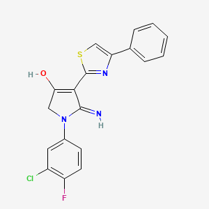 molecular formula C19H13ClFN3OS B11305479 5-amino-1-(3-chloro-4-fluorophenyl)-4-(4-phenyl-1,3-thiazol-2-yl)-1,2-dihydro-3H-pyrrol-3-one 