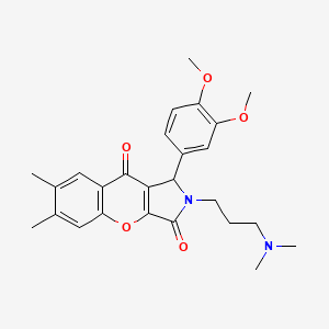 molecular formula C26H30N2O5 B11305591 1-(3,4-Dimethoxyphenyl)-2-[3-(dimethylamino)propyl]-6,7-dimethyl-1,2-dihydrochromeno[2,3-c]pyrrole-3,9-dione 