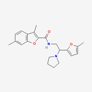 molecular formula C22H26N2O3 B11305595 3,6-dimethyl-N-[2-(5-methylfuran-2-yl)-2-(pyrrolidin-1-yl)ethyl]-1-benzofuran-2-carboxamide 