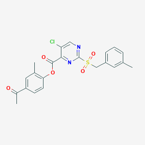 4-Acetyl-2-methylphenyl 5-chloro-2-[(3-methylbenzyl)sulfonyl]pyrimidine-4-carboxylate