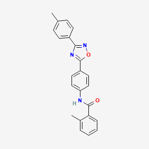 molecular formula C23H19N3O2 B11305635 2-methyl-N-{4-[3-(4-methylphenyl)-1,2,4-oxadiazol-5-yl]phenyl}benzamide 