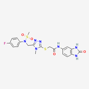 2-[(5-{[(4-fluorophenyl)(methylsulfonyl)amino]methyl}-4-methyl-4H-1,2,4-triazol-3-yl)sulfanyl]-N-(2-oxo-2,3-dihydro-1H-benzimidazol-5-yl)acetamide