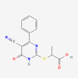 2-[(5-Cyano-6-oxo-4-phenyl-1,6-dihydropyrimidin-2-YL)sulfanyl]propanoic acid