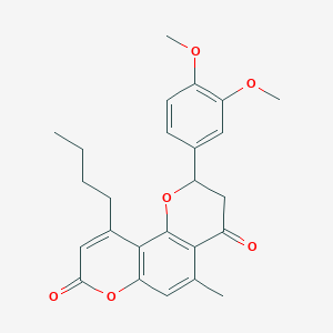 10-butyl-2-(3,4-dimethoxyphenyl)-5-methyl-2,3-dihydro-4H,8H-pyrano[2,3-f]chromene-4,8-dione