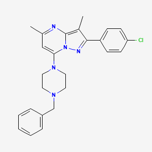 molecular formula C25H26ClN5 B11305727 7-(4-Benzylpiperazin-1-yl)-2-(4-chlorophenyl)-3,5-dimethylpyrazolo[1,5-a]pyrimidine 