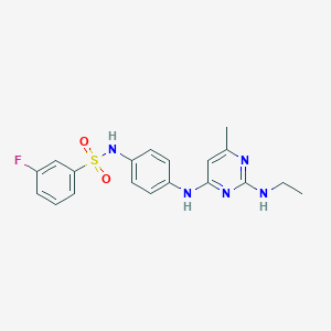 molecular formula C19H20FN5O2S B11305744 N-(4-((2-(ethylamino)-6-methylpyrimidin-4-yl)amino)phenyl)-3-fluorobenzenesulfonamide 