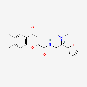 molecular formula C20H22N2O4 B11305759 N-[2-(dimethylamino)-2-(furan-2-yl)ethyl]-6,7-dimethyl-4-oxo-4H-chromene-2-carboxamide 