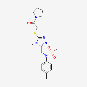 N-[(4-methyl-5-{[2-oxo-2-(pyrrolidin-1-yl)ethyl]sulfanyl}-4H-1,2,4-triazol-3-yl)methyl]-N-(4-methylphenyl)methanesulfonamide