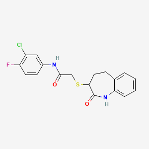 N-(3-chloro-4-fluorophenyl)-2-[(2-hydroxy-4,5-dihydro-3H-1-benzazepin-3-yl)sulfanyl]acetamide