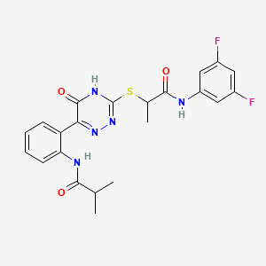 N-{2-[3-({1-[(3,5-difluorophenyl)amino]-1-oxopropan-2-yl}sulfanyl)-5-oxo-4,5-dihydro-1,2,4-triazin-6-yl]phenyl}-2-methylpropanamide