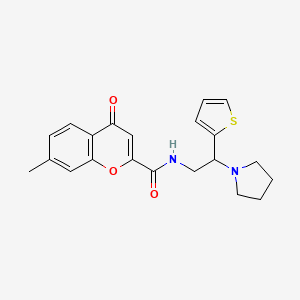 7-methyl-4-oxo-N-[2-(pyrrolidin-1-yl)-2-(thiophen-2-yl)ethyl]-4H-chromene-2-carboxamide