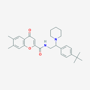 molecular formula C29H36N2O3 B11305908 N-[2-(4-tert-butylphenyl)-2-(piperidin-1-yl)ethyl]-6,7-dimethyl-4-oxo-4H-chromene-2-carboxamide 