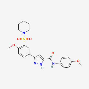 N-(4-methoxyphenyl)-5-[4-methoxy-3-(piperidin-1-ylsulfonyl)phenyl]-1H-pyrazole-3-carboxamide