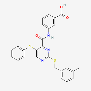 3-[({2-[(3-Methylbenzyl)sulfanyl]-5-(phenylsulfanyl)pyrimidin-4-yl}carbonyl)amino]benzoic acid