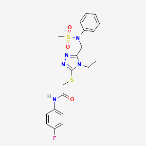 molecular formula C20H22FN5O3S2 B11306008 2-[(4-ethyl-5-{[(methylsulfonyl)(phenyl)amino]methyl}-4H-1,2,4-triazol-3-yl)sulfanyl]-N-(4-fluorophenyl)acetamide 