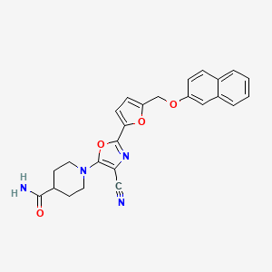 1-(4-Cyano-2-{5-[(naphthalen-2-yloxy)methyl]furan-2-yl}-1,3-oxazol-5-yl)piperidine-4-carboxamide