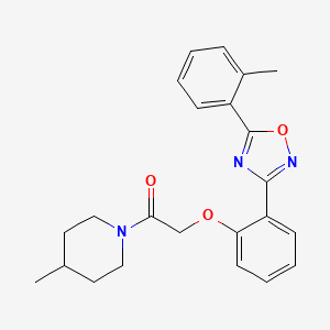 molecular formula C23H25N3O3 B11306046 2-{2-[5-(2-Methylphenyl)-1,2,4-oxadiazol-3-yl]phenoxy}-1-(4-methylpiperidin-1-yl)ethanone 