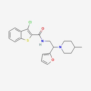 molecular formula C21H23ClN2O2S B11306064 3-chloro-N-[2-(furan-2-yl)-2-(4-methylpiperidin-1-yl)ethyl]-1-benzothiophene-2-carboxamide 