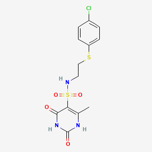 molecular formula C13H14ClN3O4S2 B11306066 N-{2-[(4-chlorophenyl)sulfanyl]ethyl}-2-hydroxy-4-methyl-6-oxo-1,6-dihydropyrimidine-5-sulfonamide 