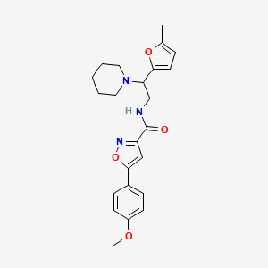 molecular formula C23H27N3O4 B11306097 5-(4-methoxyphenyl)-N-[2-(5-methylfuran-2-yl)-2-(piperidin-1-yl)ethyl]-1,2-oxazole-3-carboxamide 