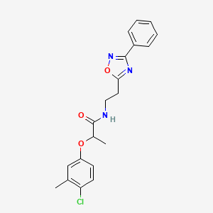 molecular formula C20H20ClN3O3 B11306175 2-(4-chloro-3-methylphenoxy)-N-[2-(3-phenyl-1,2,4-oxadiazol-5-yl)ethyl]propanamide 