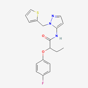 molecular formula C18H18FN3O2S B11306180 2-(4-fluorophenoxy)-N-[1-(thiophen-2-ylmethyl)-1H-pyrazol-5-yl]butanamide 