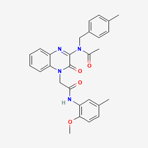 molecular formula C28H28N4O4 B11306212 N-(4-{2-[(2-methoxy-5-methylphenyl)amino]-2-oxoethyl}-3-oxo-3,4-dihydroquinoxalin-2-yl)-N-(4-methylbenzyl)acetamide 