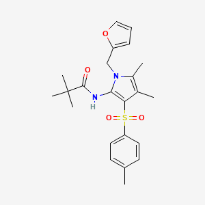 molecular formula C23H28N2O4S B11306219 N-{1-(furan-2-ylmethyl)-4,5-dimethyl-3-[(4-methylphenyl)sulfonyl]-1H-pyrrol-2-yl}-2,2-dimethylpropanamide 