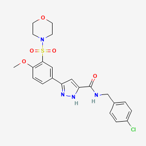 molecular formula C22H23ClN4O5S B11306221 N-(4-chlorobenzyl)-5-[4-methoxy-3-(morpholin-4-ylsulfonyl)phenyl]-1H-pyrazole-3-carboxamide 