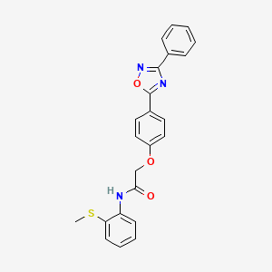 molecular formula C23H19N3O3S B11306225 N-[2-(methylsulfanyl)phenyl]-2-[4-(3-phenyl-1,2,4-oxadiazol-5-yl)phenoxy]acetamide 