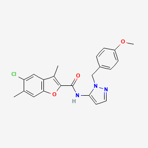 molecular formula C22H20ClN3O3 B11306237 5-chloro-N-[1-(4-methoxybenzyl)-1H-pyrazol-5-yl]-3,6-dimethyl-1-benzofuran-2-carboxamide 