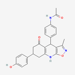 N-{4-[5-hydroxy-7-(4-hydroxyphenyl)-3-methyl-4,6,7,8-tetrahydro[1,2]oxazolo[5,4-b]quinolin-4-yl]phenyl}acetamide