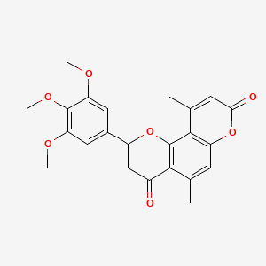 molecular formula C23H22O7 B11306306 5,10-dimethyl-2-(3,4,5-trimethoxyphenyl)-2,3-dihydro-4H,8H-pyrano[2,3-f]chromene-4,8-dione 