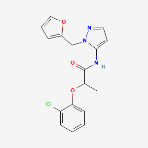 molecular formula C17H16ClN3O3 B11306316 2-(2-chlorophenoxy)-N-[1-(furan-2-ylmethyl)-1H-pyrazol-5-yl]propanamide 