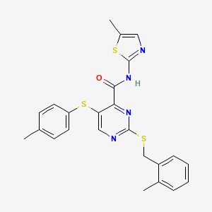 2-[(2-methylbenzyl)sulfanyl]-5-[(4-methylphenyl)sulfanyl]-N-(5-methyl-1,3-thiazol-2-yl)pyrimidine-4-carboxamide