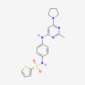 molecular formula C19H21N5O2S2 B11306384 N-(4-{[2-Methyl-6-(pyrrolidin-1-YL)pyrimidin-4-YL]amino}phenyl)thiophene-2-sulfonamide 