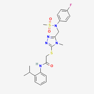 molecular formula C22H26FN5O3S2 B11306386 2-[(5-{[(4-fluorophenyl)(methylsulfonyl)amino]methyl}-4-methyl-4H-1,2,4-triazol-3-yl)sulfanyl]-N-[2-(propan-2-yl)phenyl]acetamide 