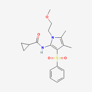 molecular formula C19H24N2O4S B11306392 N-[1-(2-methoxyethyl)-4,5-dimethyl-3-(phenylsulfonyl)-1H-pyrrol-2-yl]cyclopropanecarboxamide 