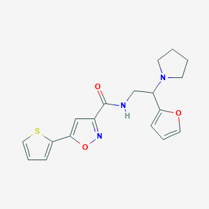 N-[2-(furan-2-yl)-2-(pyrrolidin-1-yl)ethyl]-5-(thiophen-2-yl)-1,2-oxazole-3-carboxamide