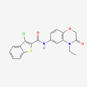 molecular formula C19H15ClN2O3S B11306426 3-chloro-N-(4-ethyl-3-oxo-3,4-dihydro-2H-1,4-benzoxazin-6-yl)-1-benzothiophene-2-carboxamide 