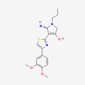 molecular formula C18H21N3O3S B11306431 5-amino-4-[4-(3,4-dimethoxyphenyl)-1,3-thiazol-2-yl]-1-propyl-1,2-dihydro-3H-pyrrol-3-one 