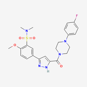 molecular formula C23H26FN5O4S B11306471 5-(3-{[4-(4-fluorophenyl)piperazin-1-yl]carbonyl}-1H-pyrazol-5-yl)-2-methoxy-N,N-dimethylbenzenesulfonamide 