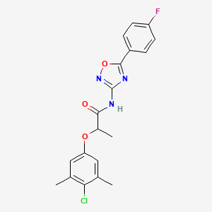 molecular formula C19H17ClFN3O3 B11306530 2-(4-chloro-3,5-dimethylphenoxy)-N-[5-(4-fluorophenyl)-1,2,4-oxadiazol-3-yl]propanamide 